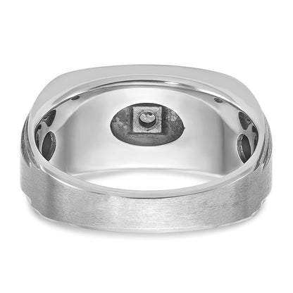 14K Weißgold Herren-Ring mit Emaille und 0,05K Diamanten