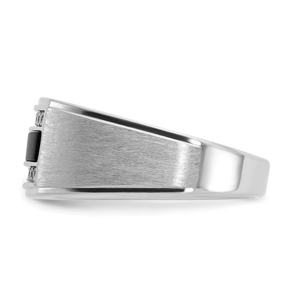 10K Gelbgold Ibgoodman Herren Poliert und Satiniert Onyx 1/6 Karat A Qualität Diamant Ring
