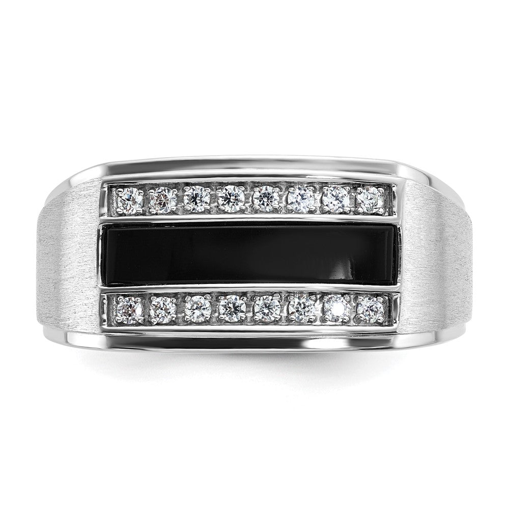10K Gelbgold Ibgoodman Herren Poliert und Satiniert Onyx 1/6 Karat A Qualität Diamant Ring