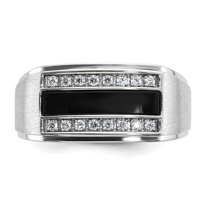 10K Gelbgold Ibgoodman Herren Poliert und Satiniert Onyx 1/6 Karat A Qualität Diamant Ring