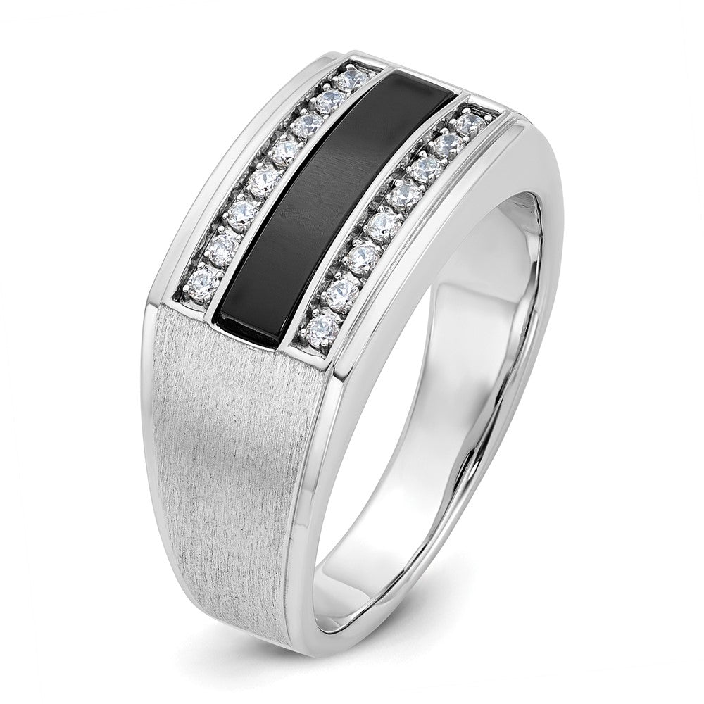 10K Gelbgold Ibgoodman Herren Poliert und Satiniert Onyx 1/6 Karat A Qualität Diamant Ring