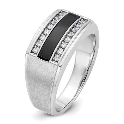 10K Gelbgold Ibgoodman Herren Poliert und Satiniert Onyx 1/6 Karat A Qualität Diamant Ring