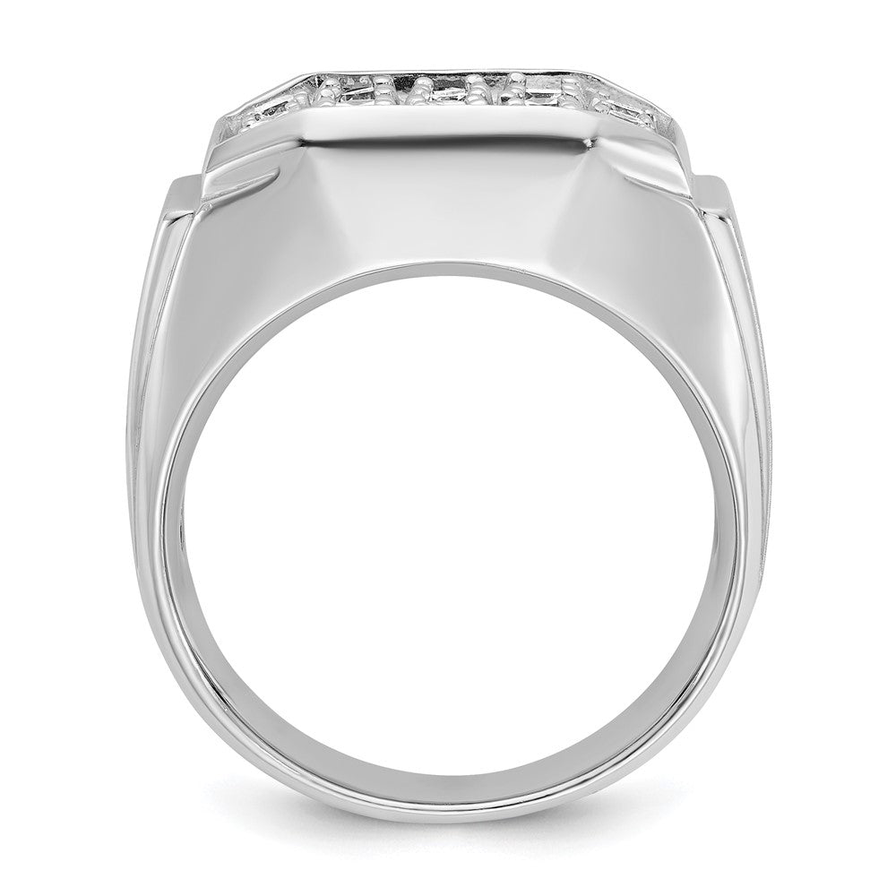14K Weißgold Herren Ring, poliert und satiniert, 1,5K Diamant, komplett