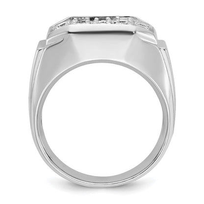 14K Weißgold Herren Ring, poliert und satiniert, 1,5K Diamant, komplett