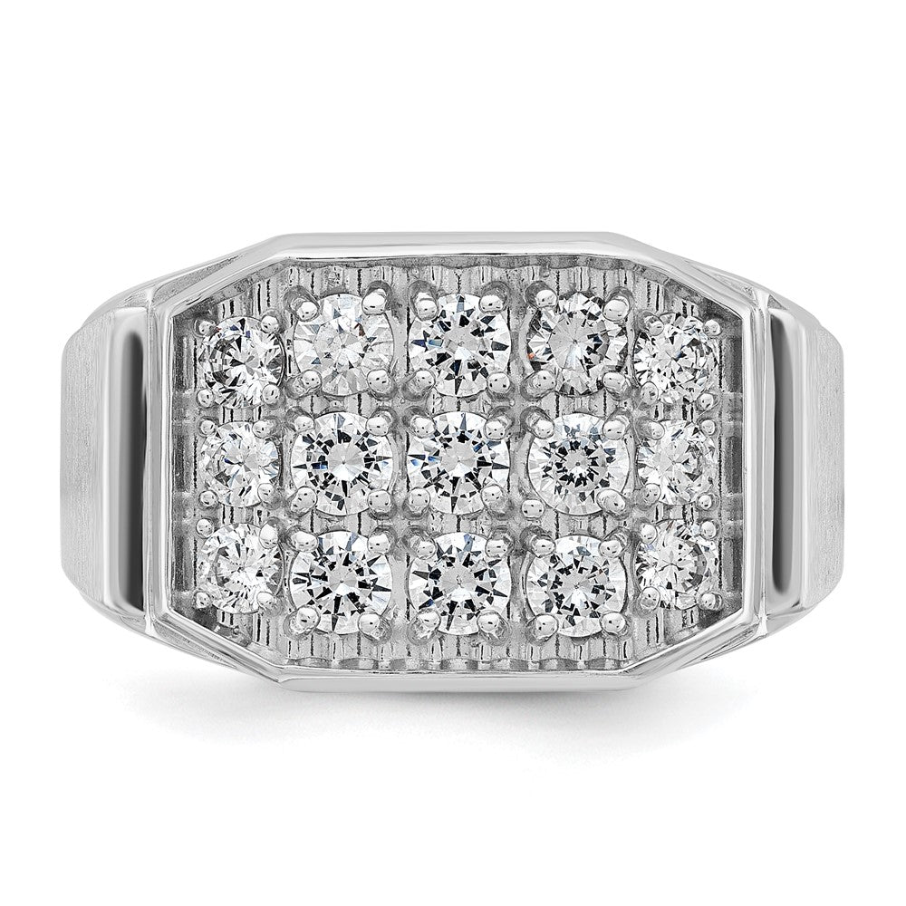 14K Weißgold Herren Ring, poliert und satiniert, 1,5K Diamant, komplett