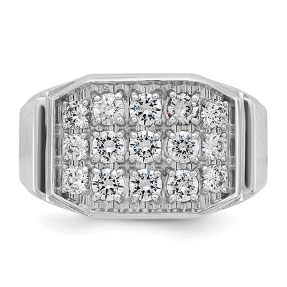 14K Weißgold Herren Ring, poliert und satiniert, 1,5K Diamant, komplett