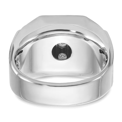 14K Weißgold Herren Ring, poliert und satiniert, 1,5K Diamant, komplett