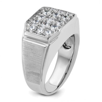 14K Weißgold Herren Ring, poliert und satiniert, 1,5K Diamant, komplett