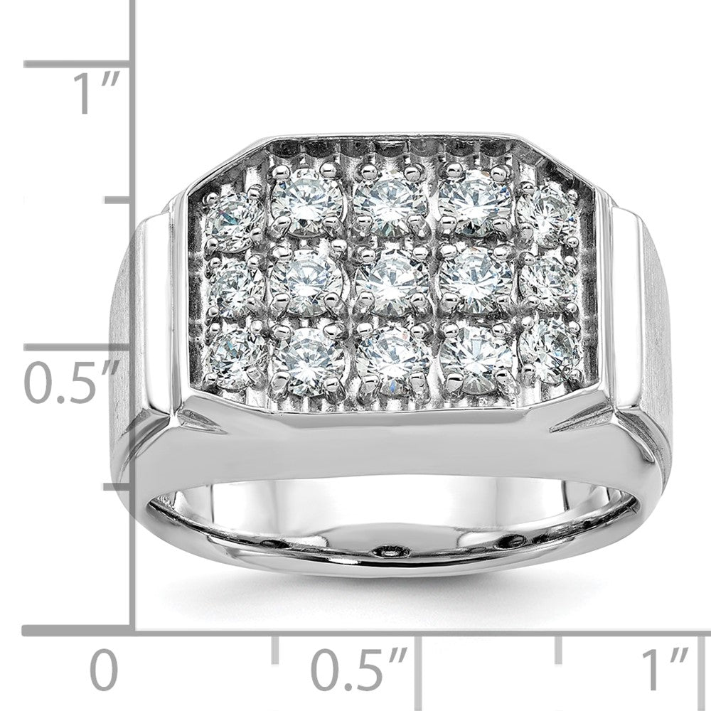 14K Weißgold Herren Ring, poliert und satiniert, 1,5K Diamant, komplett