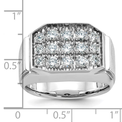 14K Weißgold Herren Ring, poliert und satiniert, 1,5K Diamant, komplett