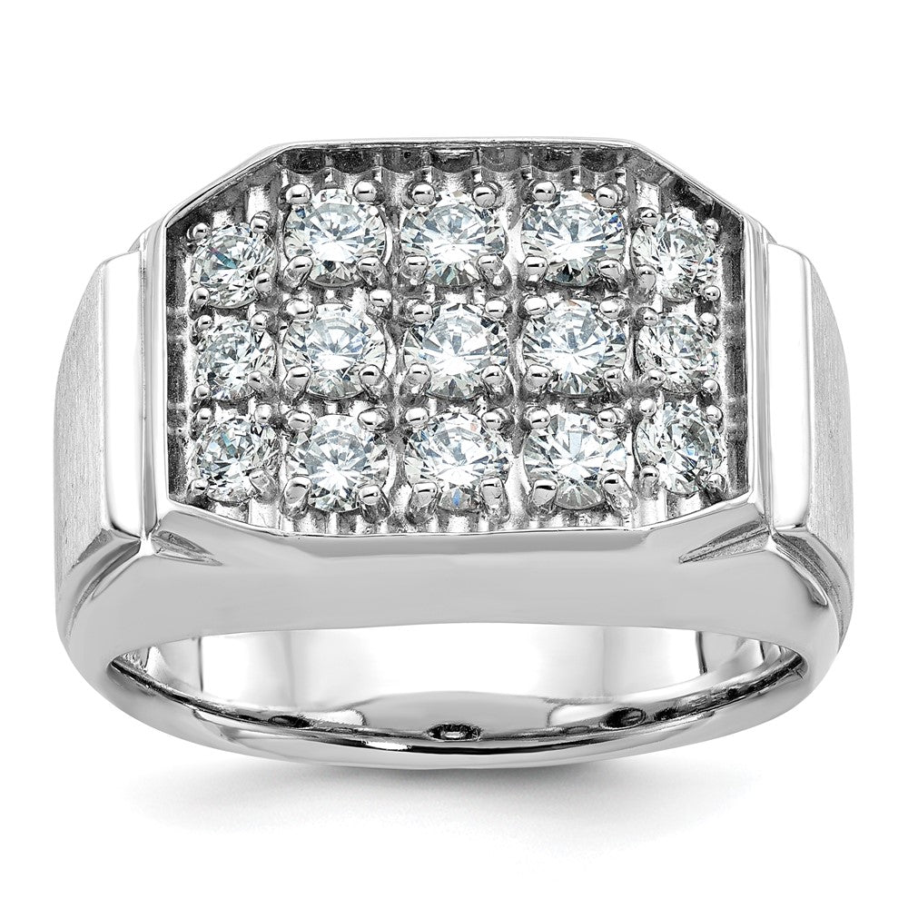 14K Weißgold Herren Ring, poliert und satiniert, 1,5K Diamant, komplett