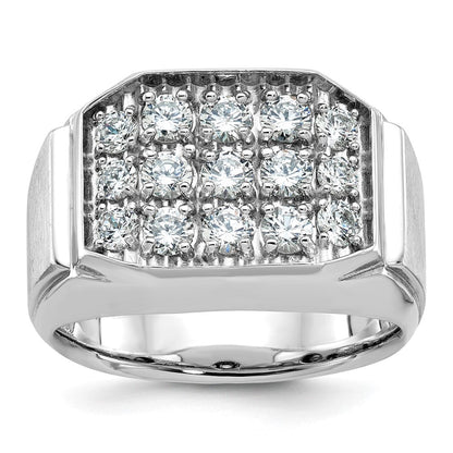 14K Weißgold Herren Ring, poliert und satiniert, 1,5K Diamant, komplett