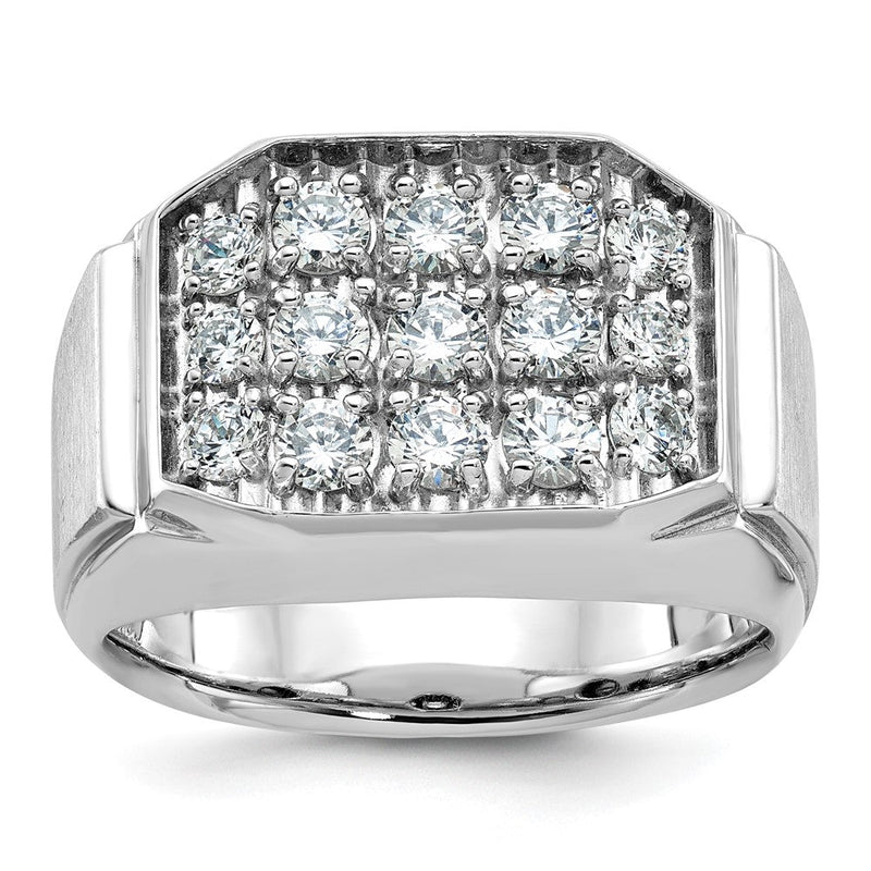 14K Weißgold Herren Ring, poliert und satiniert, 1,5K Diamant, komplett