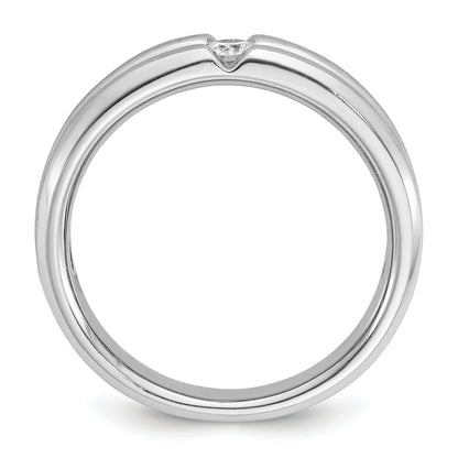 14K Weißgold Herren-Ring, poliert und satiniert, mit 0,17 ct. Diamant