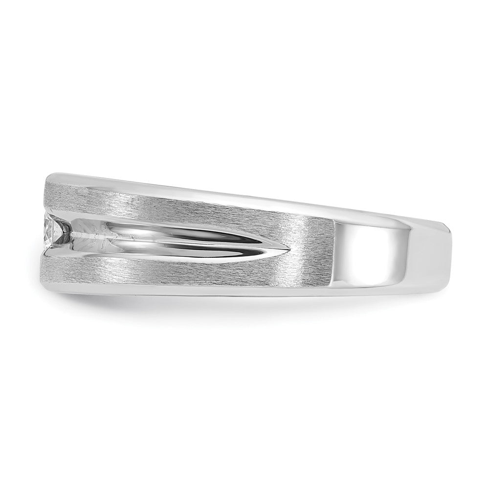 14K Weißgold Herren-Ring, poliert und satiniert, mit 0,17 ct. Diamant