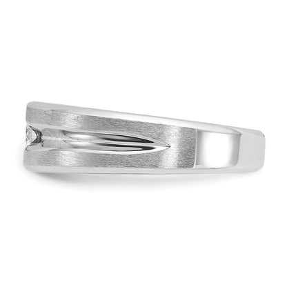 14K Weißgold Herren-Ring, poliert und satiniert, mit 0,17 ct. Diamant