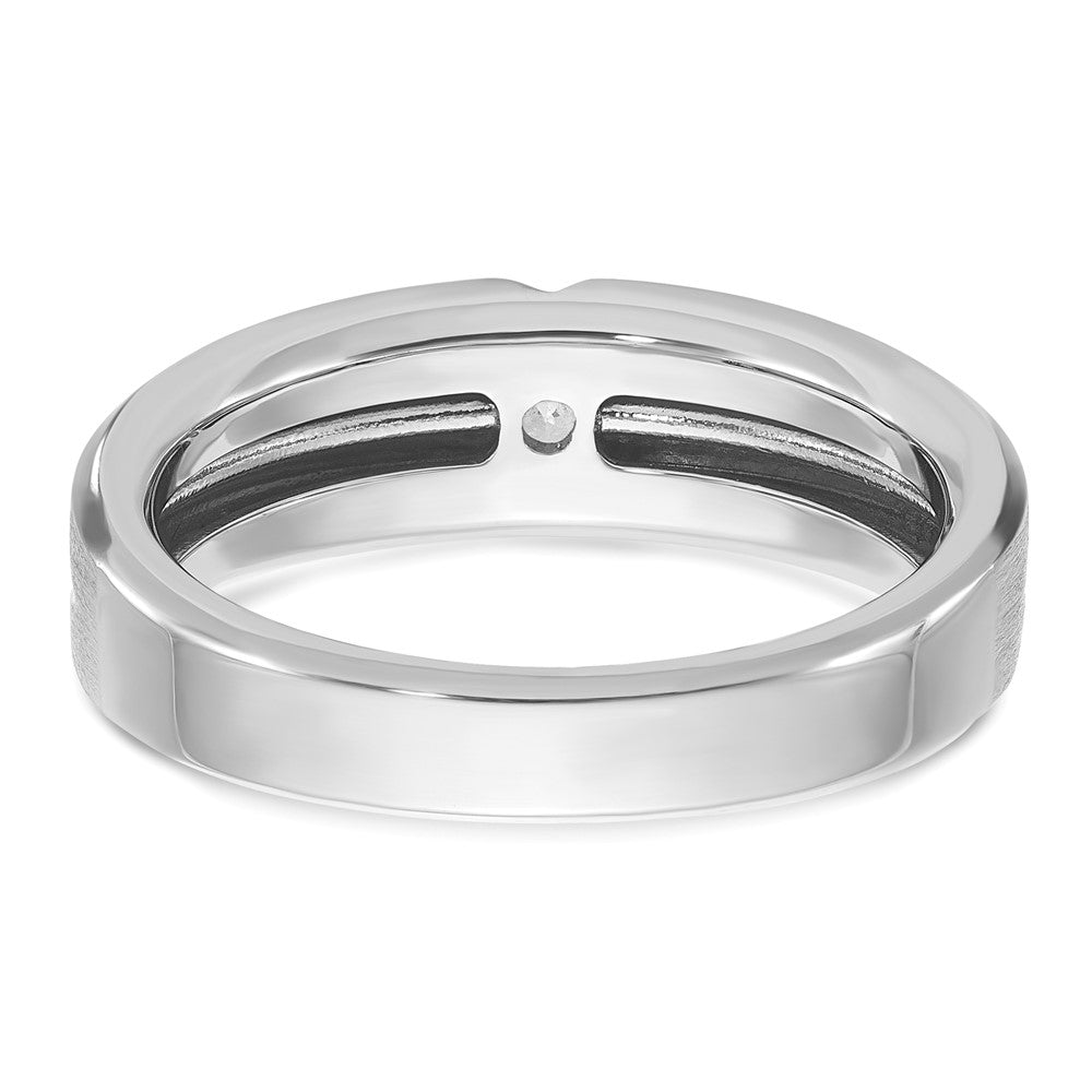 14K Weißgold Herren-Ring, poliert und satiniert, mit 0,17 ct. Diamant