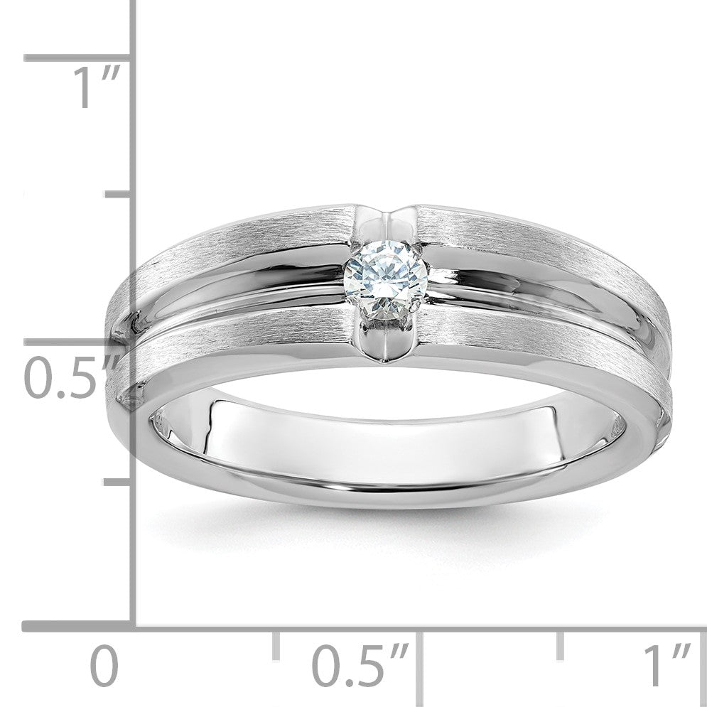 14K Weißgold Herren-Ring, poliert und satiniert, mit 0,17 ct. Diamant