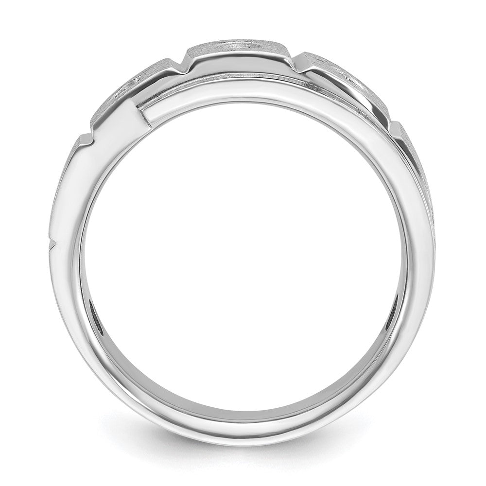 14K Weißgold Herrenring, poliert und satiniert, komplett besetzt mit 0,25 ct. Diamanten