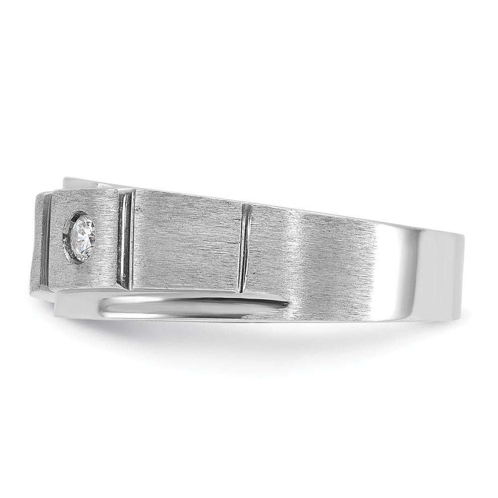 14K Weißgold Herrenring, poliert und satiniert, komplett besetzt mit 0,25 ct. Diamanten