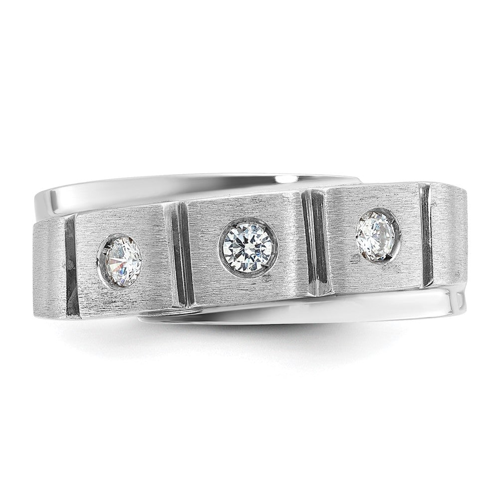 14K Weißgold Herrenring, poliert und satiniert, komplett besetzt mit 0,25 ct. Diamanten