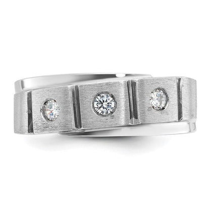 14K Weißgold Herrenring, poliert und satiniert, komplett besetzt mit 0,25 ct. Diamanten