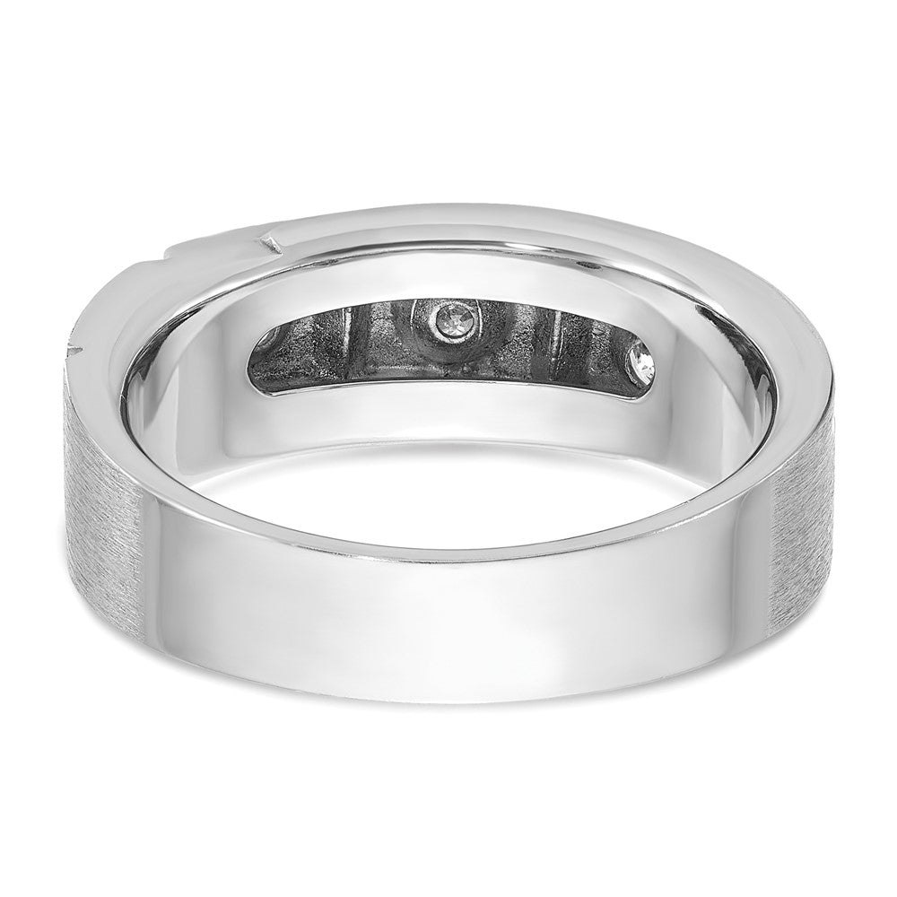 14K Weißgold Herrenring, poliert und satiniert, komplett besetzt mit 0,25 ct. Diamanten