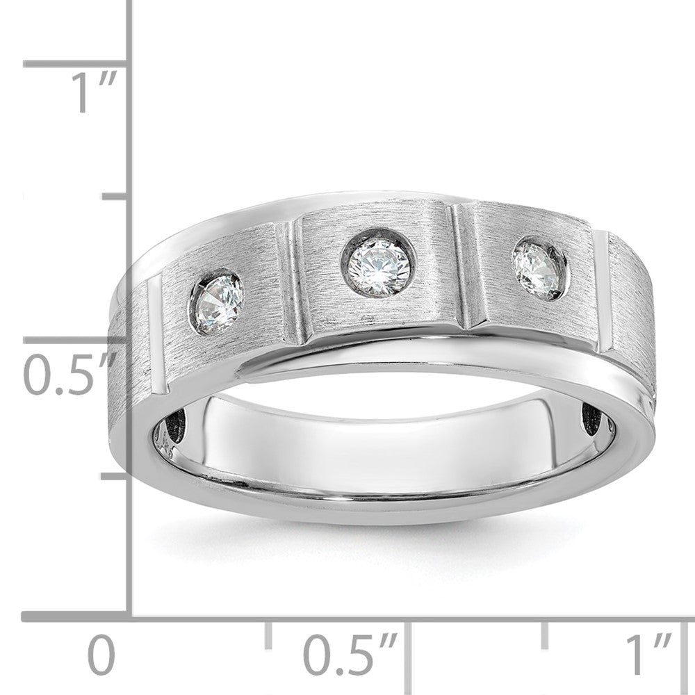 14K Weißgold Herrenring, poliert und satiniert, komplett besetzt mit 0,25 ct. Diamanten