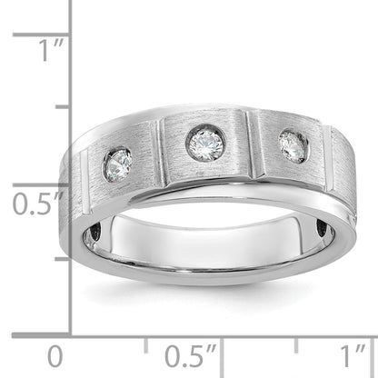 14K Weißgold Herrenring, poliert und satiniert, komplett besetzt mit 0,25 ct. Diamanten