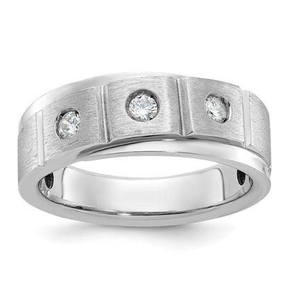 14K Weißgold Herrenring, poliert und satiniert, komplett besetzt mit 0,25 ct. Diamanten
