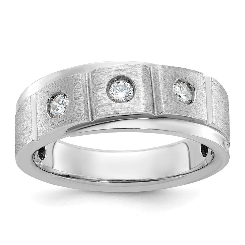 14K Weißgold Herrenring, poliert und satiniert, komplett besetzt mit 0,25 ct. Diamanten
