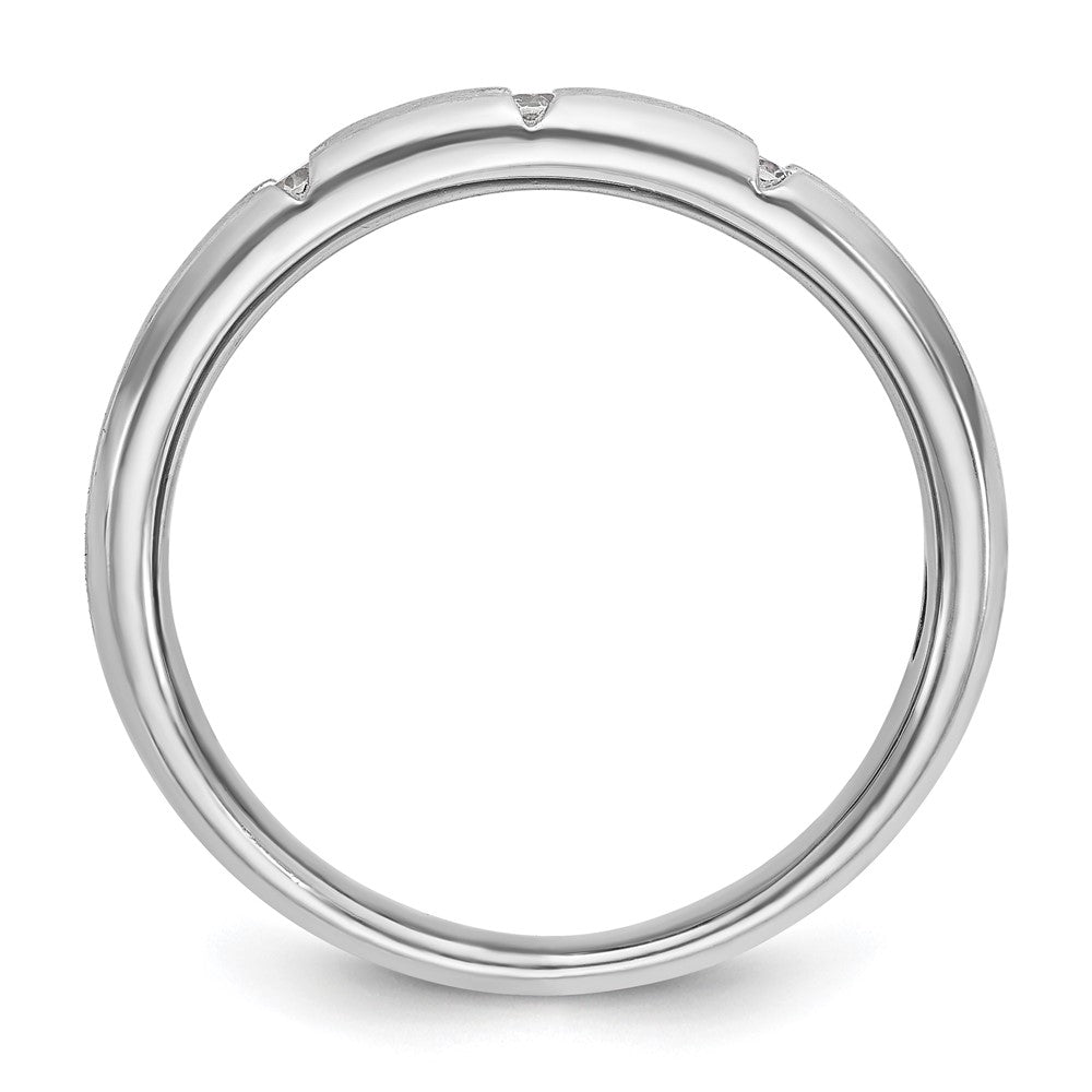 14K Weißgold Herren Ring, poliert und satiniert, mit 0,2K Diamanten
