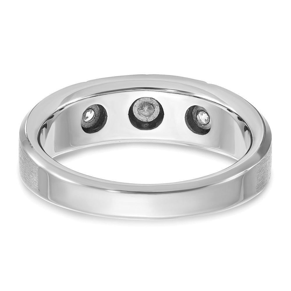 14K Weißgold Herren Ring, poliert und satiniert, mit 0,2K Diamanten