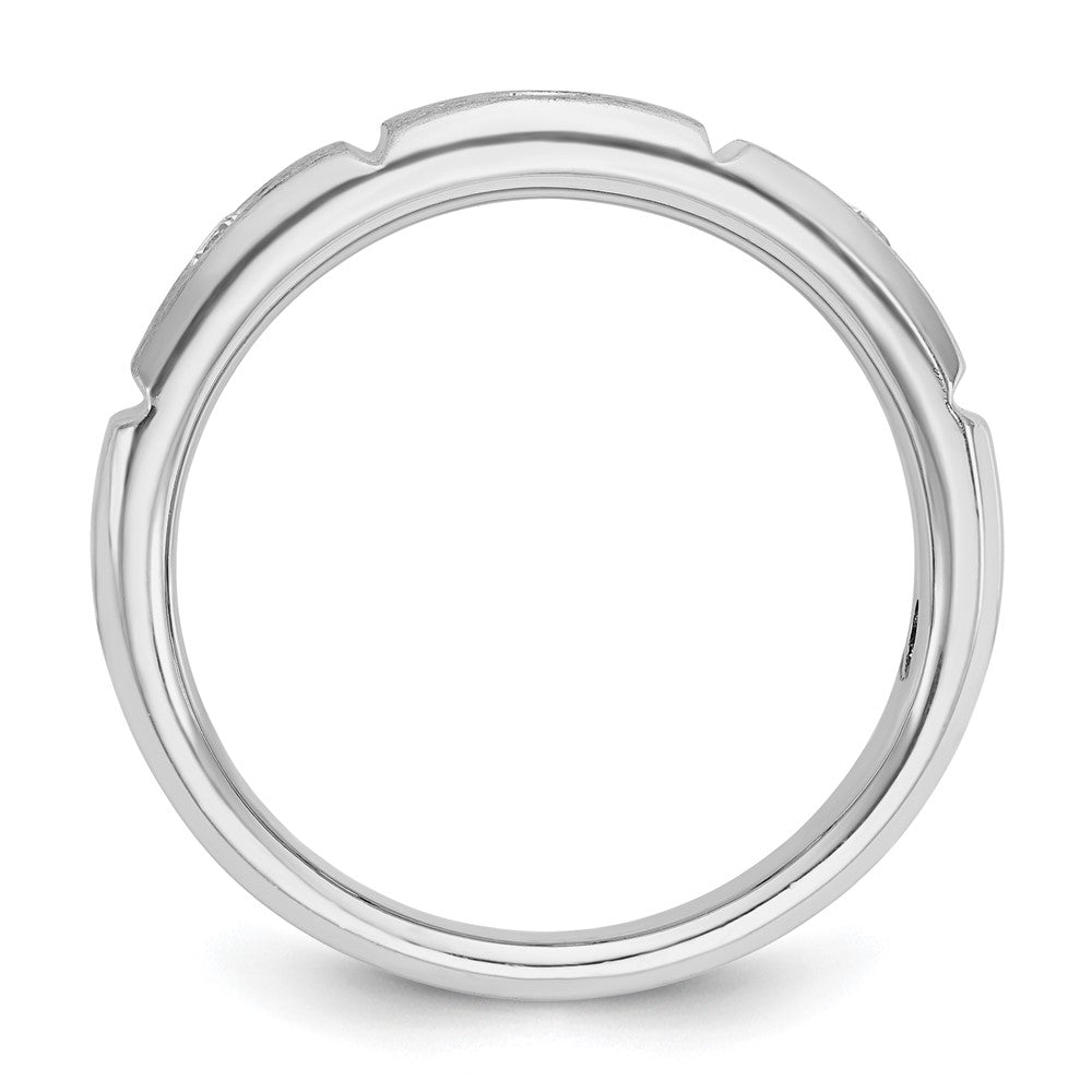 14K Weißgold Herren-Ring, poliert und satiniert, mit 0,2K Diamanten, komplett besetzt