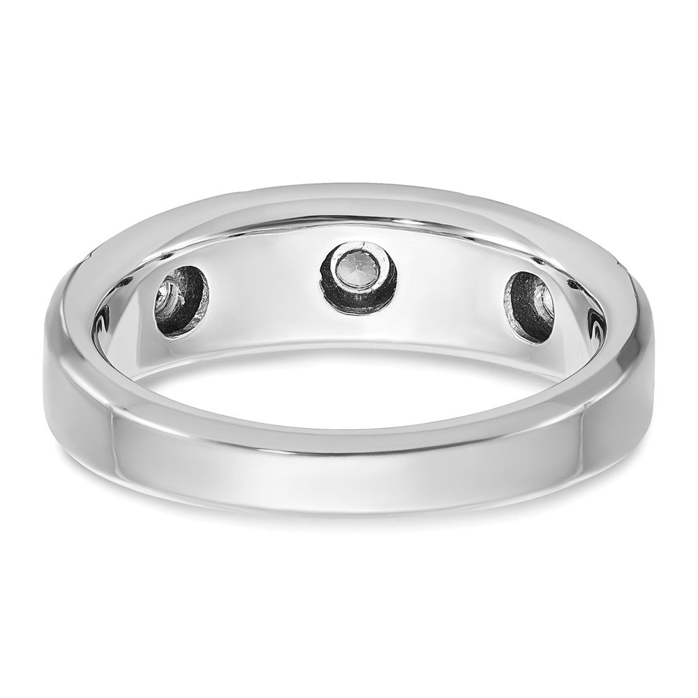 14K Weißgold Herren-Ring, poliert und satiniert, mit 0,2K Diamanten, komplett besetzt