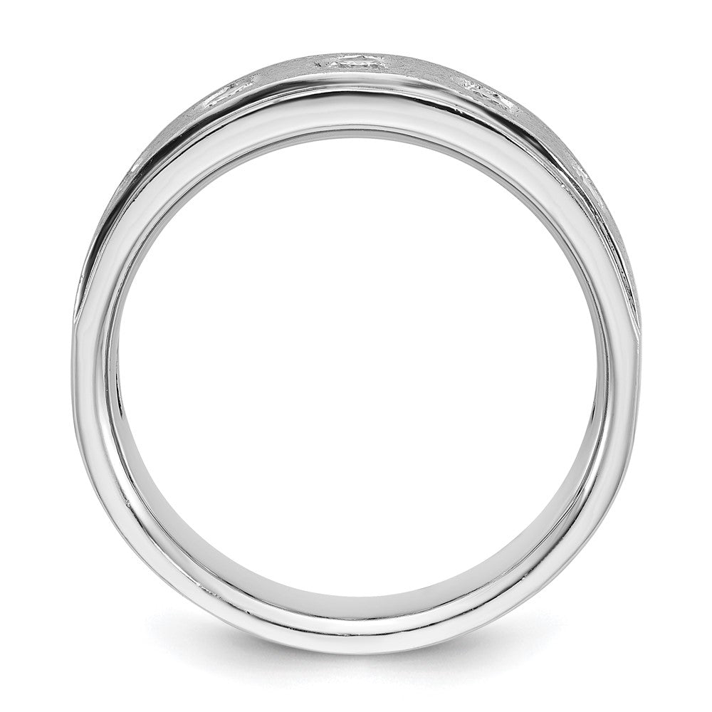 14K Weißgold Herren Ring poliert und satiniert mit 0,5K Diamant komplett