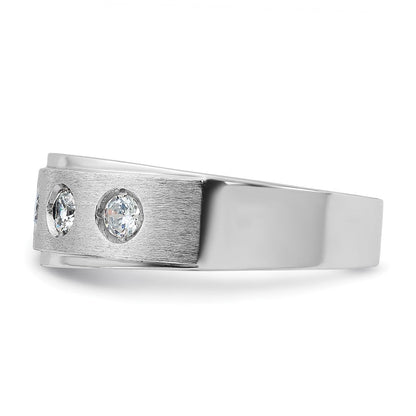 14K Weißgold Herren Ring poliert und satiniert mit 0,5K Diamant komplett