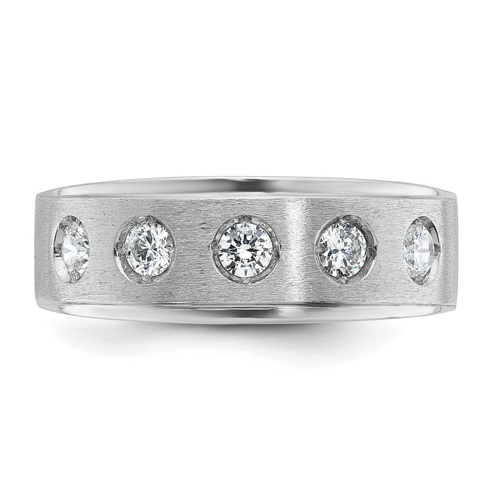 14K Weißgold Herren Ring poliert und satiniert mit 0,5K Diamant komplett
