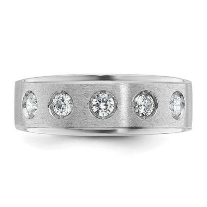 14K Weißgold Herren Ring poliert und satiniert mit 0,5K Diamant komplett