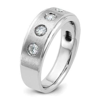 14K Weißgold Herren Ring poliert und satiniert mit 0,5K Diamant komplett