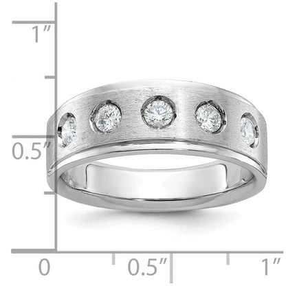14K Weißgold Herren Ring poliert und satiniert mit 0,5K Diamant komplett