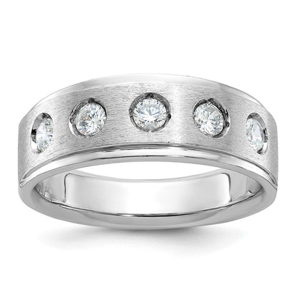 14K Weißgold Herren Ring poliert und satiniert mit 0,5K Diamant komplett