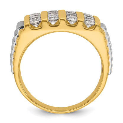 14K Bicolor-Gold Herren-Ring mit 2K Diamanten, komplett besetzt