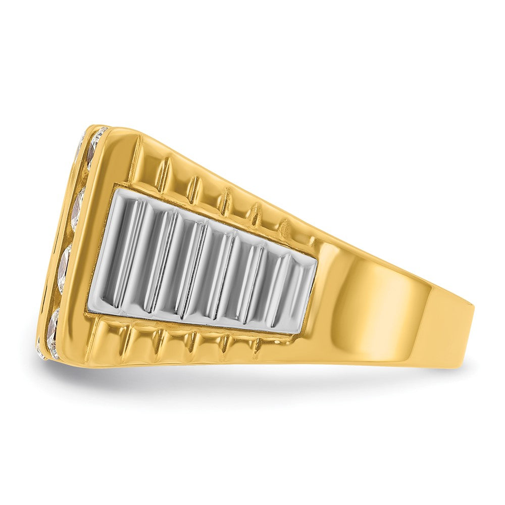 14K Bicolor-Gold Herren-Ring mit 2K Diamanten, komplett besetzt
