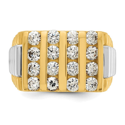 14K Bicolor-Gold Herren-Ring mit 2K Diamanten, komplett besetzt