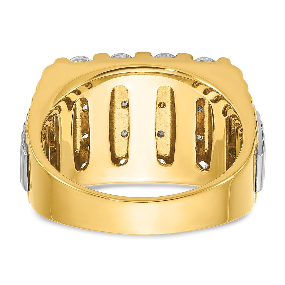 14K Bicolor-Gold Herren-Ring mit 2K Diamanten, komplett besetzt