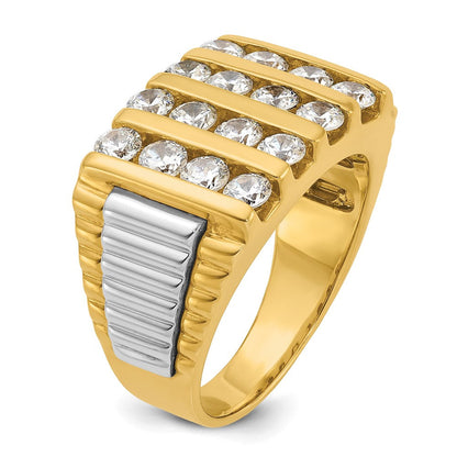 14K Bicolor-Gold Herren-Ring mit 2K Diamanten, komplett besetzt