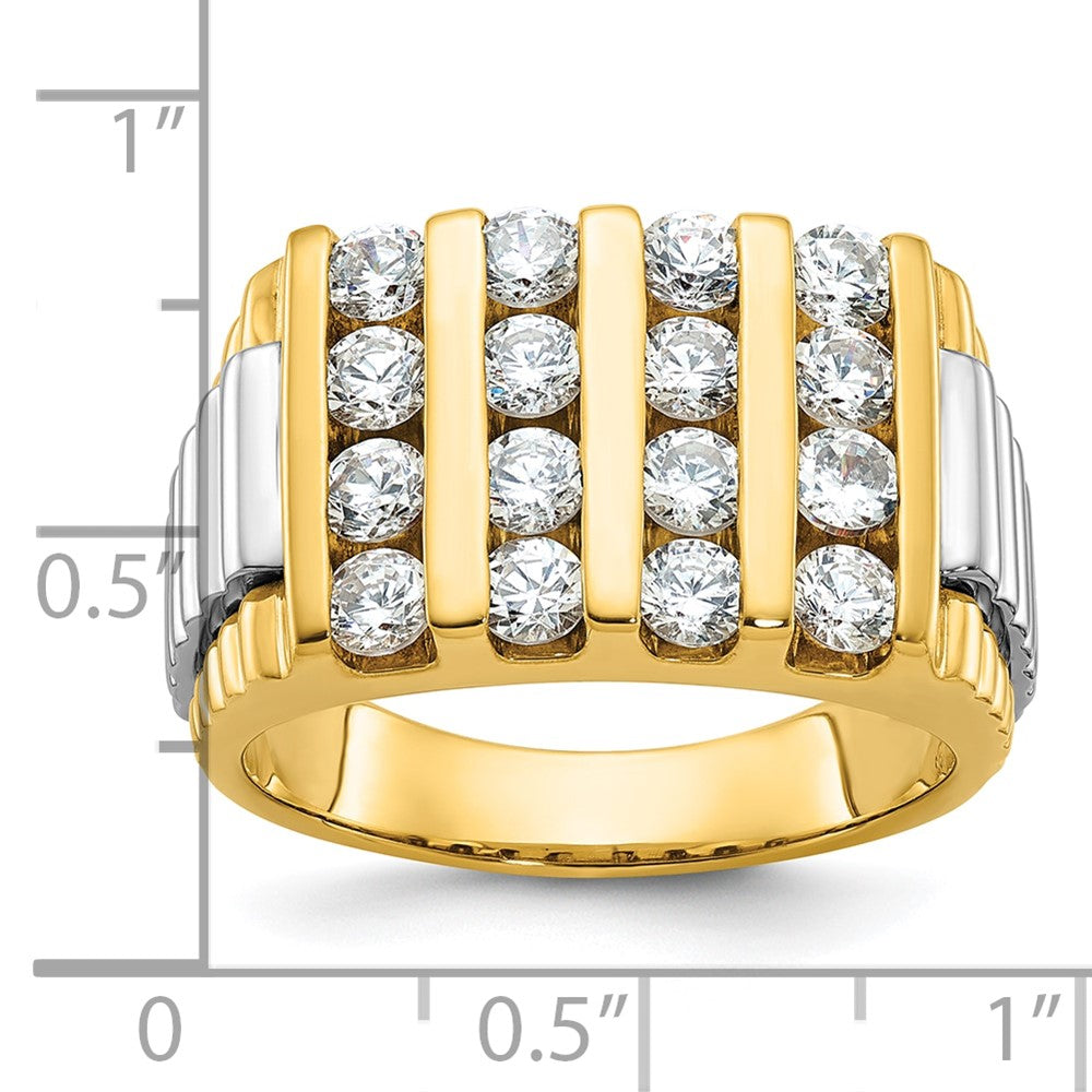 14K Bicolor-Gold Herren-Ring mit 2K Diamanten, komplett besetzt