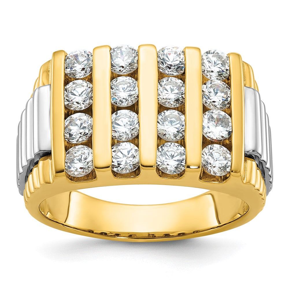 14K Bicolor-Gold Herren-Ring mit 2K Diamanten, komplett besetzt
