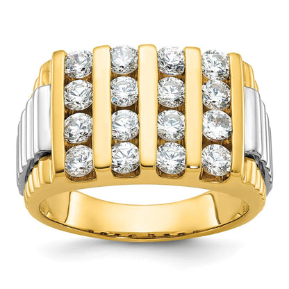 14K Bicolor-Gold Herren-Ring mit 2K Diamanten, komplett besetzt